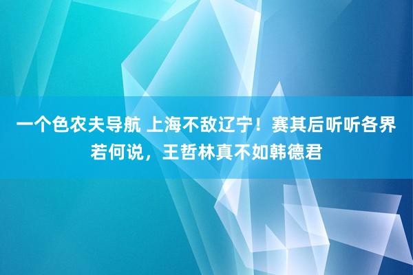 一个色农夫导航 上海不敌辽宁！赛其后听听各界若何说，王哲林真不如韩德君